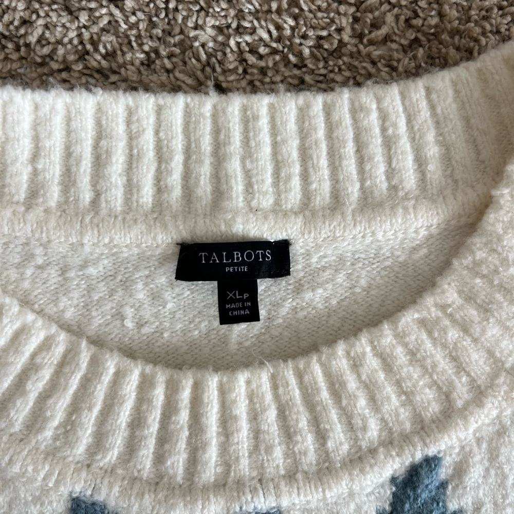 Talbots White and Multicolor Patterned Sweater - image 4